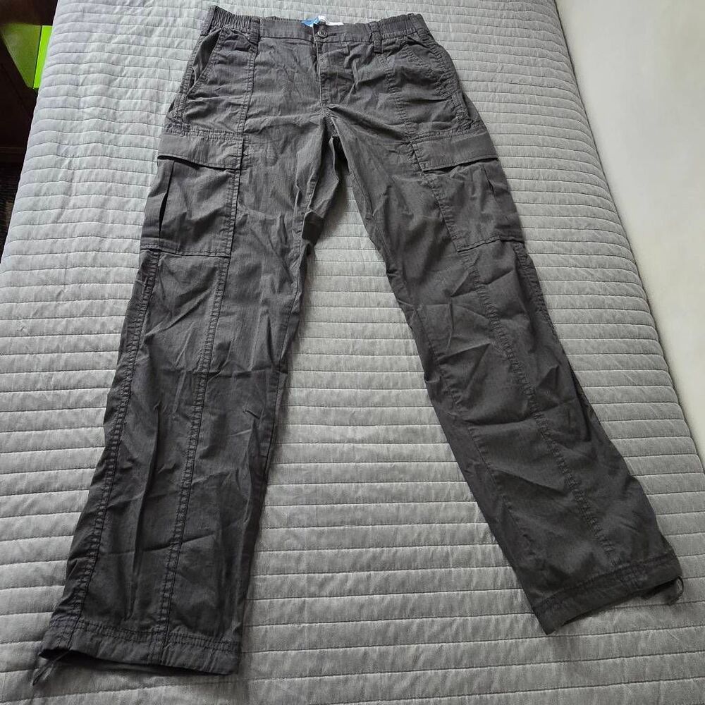 Old Navy Mens Cargo Pants Medium M Gray Ripstop Straight Leg Drawstring Ankle